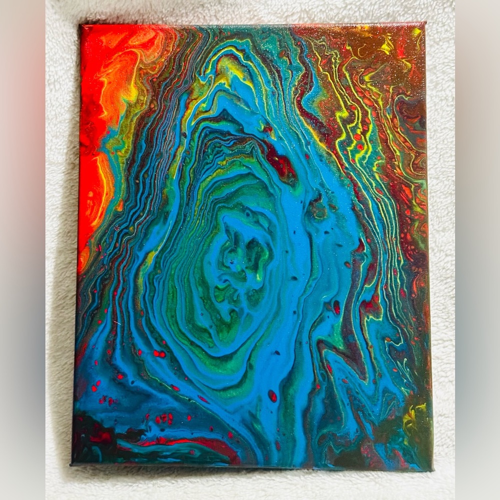 Acrylic Fluid Wall Art Decor - Original Handmade "14x11"
